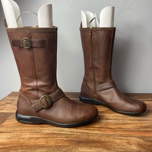 Cole Haan Nike Air Buckle Brown Leather Boots Waterproof Size 8